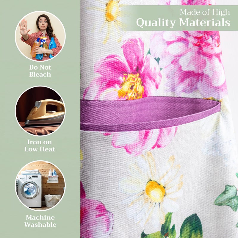 Maison d' Hermine Apron for women with Pocket 100% Cotton 27.50"x31.50" 1 Piece Adjustable Neck Strap & long ties Apron Men, Chef, Wedding, Cooking, Gardening, Server Spring/Summer (Pivoine) - Image 3